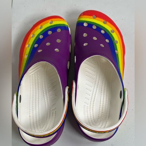 EUC CROCS Adult Unisex Classic Rainbow Clogs Sandals Shoes - Men 9 - Women 11 - Picture 8 of 9